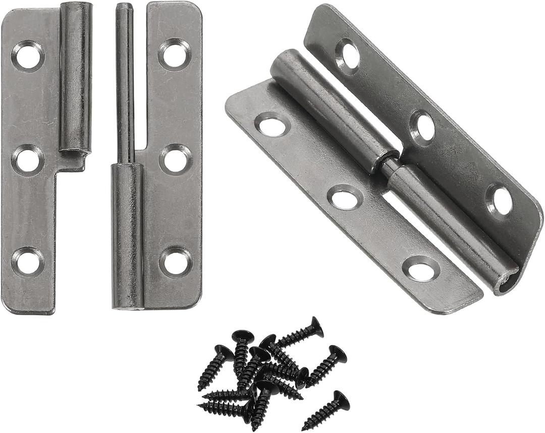 uxcell 2Pcs Left Handed Lift Off Hinges, Black Iron, 2" Detachable, Quiet & Smooth Rotation