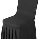VEVOR Chair Covers, Polyester Spandex Chair Cover, Stretch Slipcovers for Wedding Party Dining Banquet Flat-Front Chair Covers (Black-d, 30PCS)