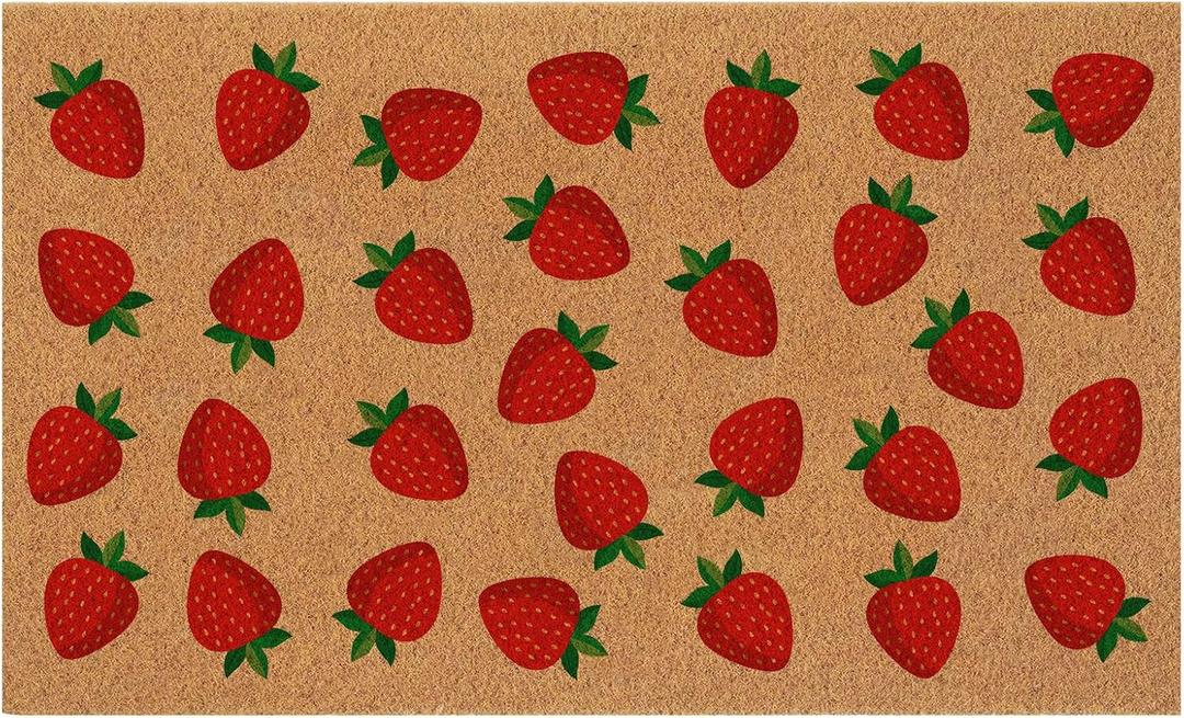 Haukea Cute Strawberry Door Mat Outdoor Aesthetic Welcome Mats for Front Door Cute Door Mat Outside Entrance Non Slip Door Mats for Outside Entry Porch Back Door Home Decor, Strawberry
