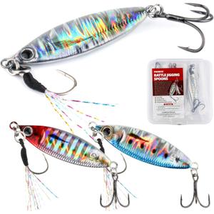 Tail Spinner Jigging Spoons  3PCS Hard Baits, 3 Unique Styles  Sinking Vibration Bait for Bass, Pike, Trout  Freshwater & Saltwater Fishing Lure Set (1/3 oz)