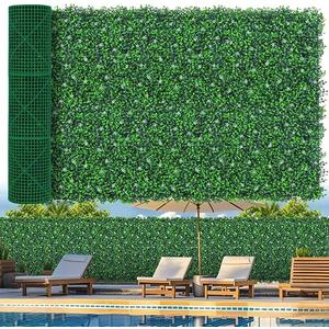 Grooy 48"x 120"(40 sq.ft) Artificial Boxwood Grass Wall Roll with Flowers | UV-Resistant Boxwood Hedge, Green Boxwood Leaves Fence Backdrop, Fake Ivy Greenery, Plant Wall Decor for Outdoor Indoor