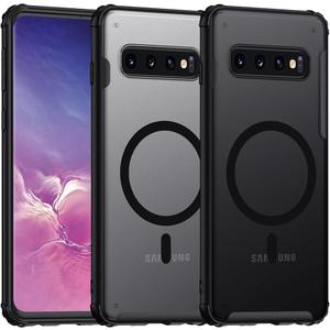 TIANNIUKE Magnetic Case for Samsung Galaxy S10 Plus, Translucent Matte Anti-Fingerprint,Compatible with MagSafe,Slim Fit Shockproof Protective Phone Case for Galaxy S10 Plus Case (Transparent Black)