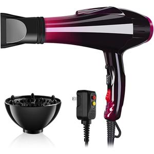Hair Dryer Professional Blow Dryer Negative Ions 3500W Powerful Fast Drying Low Noise Long Cord Quick Dryer with Nozzle and Diffuser Hair Blow Dryer with 2 Speed and 3 Heat Settings (Purple)