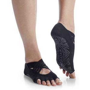 Gaiam Grippy Studio Yoga Socks, Non-Slip, Open-Toe, One Size (Black)