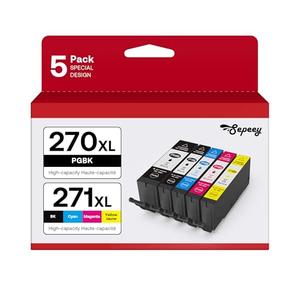 Sepeey PGI-270XL CLI-271XL 5 Color Value Pack Compatible for 270 271 Ink Cartridges to use with MG5720 MG5721 MG5722 MG6820 MG6821 MG6822 TS6020 (PGBK, Black, Cyan, Magenta, Yellow)