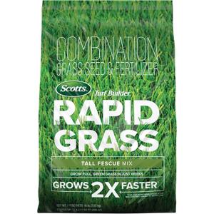 Scotts Turf Builder Rapid Grass Tall Fescue Mix - Combination Grass Seed and Fertilizer for Lawns, Lawn Seed That Grows in Just Weeks, 16 lbs.