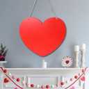 Valentines Day Door Decorations Wooden Heart Hanging Sign for Holiday Farmhouse Home Front Porch and Wall Window Wedding Anniversary Decor (Red)