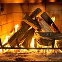 Barton 10-Piece Fireplace Logs Ceramic Logs Wood Fire Place Log Gas Heat Resistant Realistic Logs Stackable Logs Indoor or Outdoor Set (10pcs)