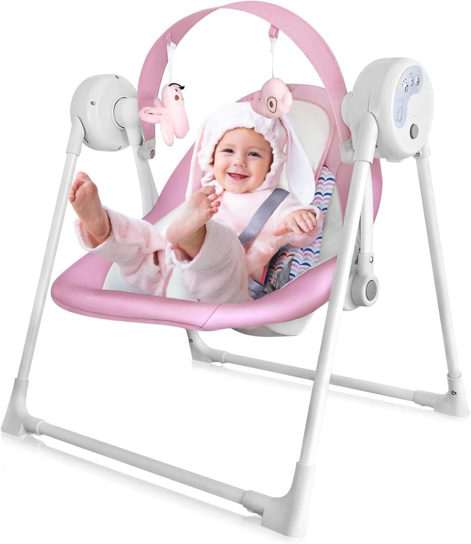 Baby Swing SpaceSaver Ultra-Compact Foldable Infant Swing (Fits in 5.3" Gaps!) 6 Speed Modes | Portable Newborn Swing for Travel/Car/Picnic (0-9M, 6-20lbs)