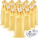 Shappy 12 Pcs Yellow Satin Wine Gift Bags with Drawstrings and Tags, Wine Bottle Bags Covers Reusable for Holiday Party Supplies