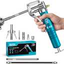 Seesii Mini Grease Gun 3 oz, 4000 PSI Portable Small Grease Gun Kit with Upgraded Air Bleed Valve for Easy Priming, Works with Cartridge & Bulk Grease, 4 Reinforced Couplers for Automotive, Marine