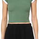 florence by mills Women's Crew Neck Ribbed Tee (Large, Duck Green)