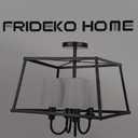 15.7" Industrial Drum Ceiling Light - Semi Flush Mount with Black Metal Frame & Fabric Shade for Bedroom, Hallway, Kitchen