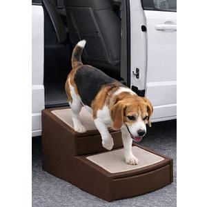Pet Gear Easy Step II Extra Wide Pet Stairs, 2 Step for Dogs/Cats up to 200 pounds, Removable/Washable Carpet, Easy Assembly (No Tools Required), Coffee Bean