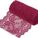 MECCANIXITY 6 Inch Wide 5 Yard Lace Ribbon Floral Pattern Burgundy Red Lace Trim Ribbon for Sewing Making, and DIY Crafts, Gift Wrapping, Bouquets, Wedding Decor