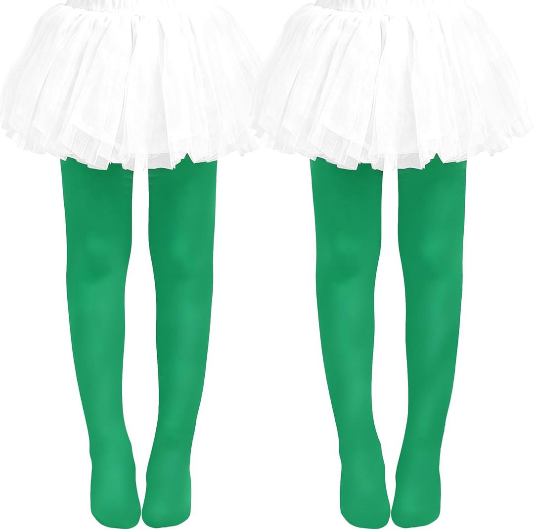 Carnavalife Pantyhose for Girls in Colors and Sizes, Stretchy, Soft and Comfortable, Ideal for School, Events (Green, M)