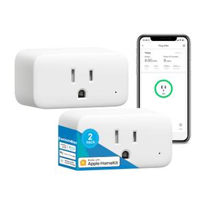 SwitchBot HomeKit Smart Plug Mini 15A  No Hub Required, Energy Monitoring, WiFi (2.4GHz), Works with Siri, Alexa, Google Home, Energy Saving & Automation