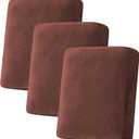 H.VERSAILTEX Velvet Stretch Couch Cushion Cover Plush Cushion Slipcover for Chair Loveseat Sofa Cushion Furniture Protector Seat Cushion Sofa Cover (3 Piece Sofa Cushion Covers, Burnt Brick)