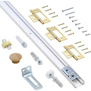Bifold Door Hardware Kit with 36-inch One-Piece Track, Bi-fold Closet Door Track Kit, Bifold Closet Door Hardware Kit, Folding Door Hardware Repair Replacement Tool Kit (36 INCH)