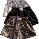 SOLY HUX Women's Plus Size Shorts 3 Pack Y2k Camo Elastic High Waisted Wide Leg Summer Track Shorts Streetwear Multicolor X-Large Plus