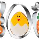 Easter Cookie Cutters, 3 Pieces Carrot Egg Bunny Rabbite Shapes Metal Cookie Cutters Stainless Steel Sets Holiday Themed Baking Kit