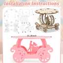Lallisa 12" Pink Princess Cake Stand 3D PVC Cake Decorations with Prince and Princess Themed Holder Dessert Stand Centerpieces for Wedding Birthday Party Supplies