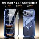[Tri-Shield Protection] for iPhone 17 Pro Max Case with 360 Spin Stand Compatible with MagSafe [Magnetic CD Ring][Screen & Camera Lens Protector] Shockproof Plating Never-Yellowing, Blue-6.9"