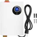 3000W Electric Mini Tankless Water Heater Portable Instant Hot Heaters on Demand with Smart Digital Display Time for Indoor Bathroom Kitchen RVs