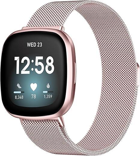STAINLESS STEEL MESH BAND FOR USE WITH FITBIT VERSA ROSE GOLD - New