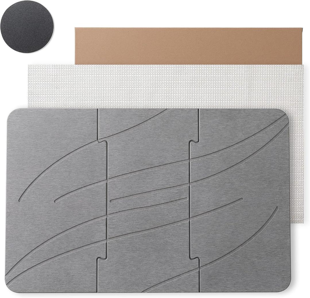 MORANDI Stone Bath Mats for Bathroom - Foldable Quick Drying Diatomaceous Earth Bath Mat, Super Absorbent Stone Shower Mat,Easy to Clean No Smell, Fast Drying for Bathroom and Kitchen