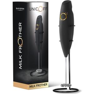 Milk Frother Matte Black - Coffee Frother Handheld with Electric Whisk - 19000 rpm - Book Recipes and Stainless Steel Stand Included - Hand Mixer Electric (Matte Black Onyx)