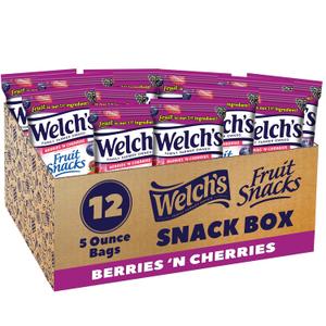 Welch's Fruit Snacks, Berries 'N Cherries, Gluten Free, Sharing Size Bags, Perfect Snacks for Kids and for the Office, 5 oz (Pack of 12), BBD 02/24/27