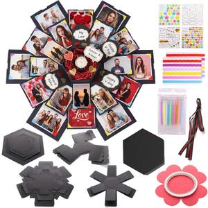 Koogel Explosion Gift Box DIY Exploding Photo Album Preassembled Surprise Picture Pop Up Love Box Gift Set with Scrapbooking Accessories Creative Photo Album Gifts for Anniversary Wedding