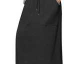 SOFIA'S CHOICE Women's Drawstring Maxi Skirt with Pockets High Waist A Line Long Skirts Black Small (Black, S)