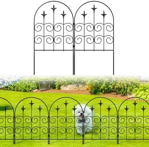 BEMTTALY Decorative Garden Fence Border 10 Pack 22inx10ft, Rustproof Black Metal Garden Fencing Animal Barrier for Dogs