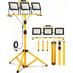 LED Light Work Stand: 21000LM Portable Lighting for Job Site, Construction & Garage Workshop (Yellow)