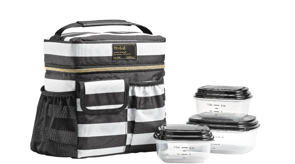 Fit & Fresh Montauk Lunch Tote, 9-3/4"H x 9-3/4"W x 6-13/16"D, Black/White