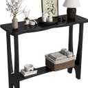 CJL Solid Wood Curved Entryway Console Table, 39.4", Sofa Table, Black, 39.4''x11.8''x31.5''