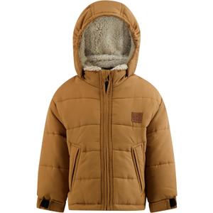LONDON FOG Baby Boys' Heavyweight Puffer Jacket Fleece-Lined Brushed Microfiber Winter Coat (Beige), Size: 24M