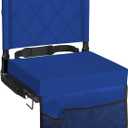 Sheenive Stadium Seats for Bleachers with Back Support, Bleacher Seats with Backs and Cushion Wide, Padded Portable Folding Comfort Stadium Chair with Shoulder Strap, Blue, 2 Pack