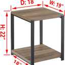 FOLUBAN Industrial End Table, Square Side Table with Storage Shelf for Living Room, Wood and Metal Nightstand, Oak