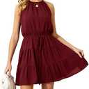 Summer Dress for Women Chiffon Blouses Skirt Spaghetti Sleeveless Tops Halter Ruffle Romper Sun Flowy Summer Outfits, L