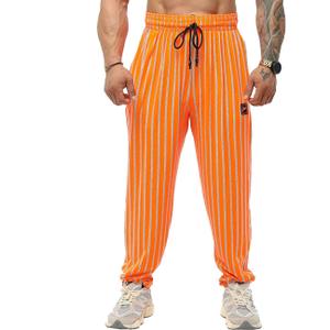 BIG SAM SPORTSWEAR COMPANY Men's Baggy Sweatpants with Pockets, Oldschool Loose Fit Gym Pants (Large, Orange)