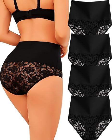 Tummy Control Womens Underwear Seamless High Waist Lace Shapewear Stay-Put Waist Seamless Tummy Control Breathable 78% Polyamide 22% Elastane Sexy Lace Detail Under Dresses Size L