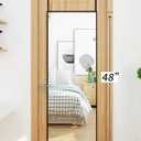 DMWOODFL 48"x14" Over The Door Full Length Mirror - Wall Mounted or Hanging with 2 Metal Hooks, Space-Saving Black Mirror for Bedroom, Bathroom, Living Room Decor