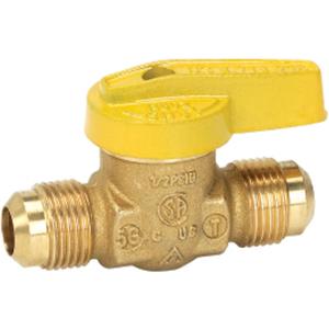 Homewerks Worldwide VGV1LHT2B Premium Gas Ball Valve Flare Inlet/Outlet, Brass, 3/8-Inch, 3/8 Inch