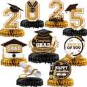Graduation Decorations Class of 2025 Graduation Party Decorations Graduation Table Decorations Graduation Centerpieces 2025 for Graduation Decorations Graduation Party Supplies (Gold,Black)