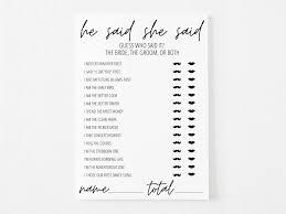 He Said She Said Wedding Game Cards, 35 Pack, Bridal Shower Activity, 4.7 x 6.7 inches, Premium Card Stock, Fun Wedding Party Activity Quiz Questions