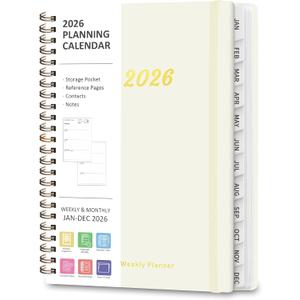 4 x 2026 Planner, Weekly and Monthly Calendar Planning Agenda, Jan - Dec 2026, Academic Planner Book, Desk Accessories and Office School Supplies - A5 (6.3'' x 8.5'')