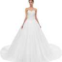 Likedpage Sweetheart Tulle Ball Gown Wedding Dress, A-line Bridal Gown with Train